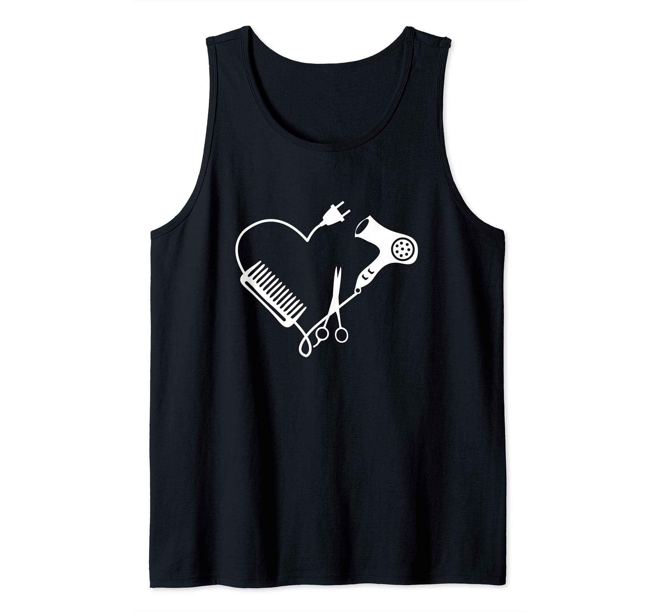 Hairdresser Heart Hair Dryer Comb Scissors Tank Top