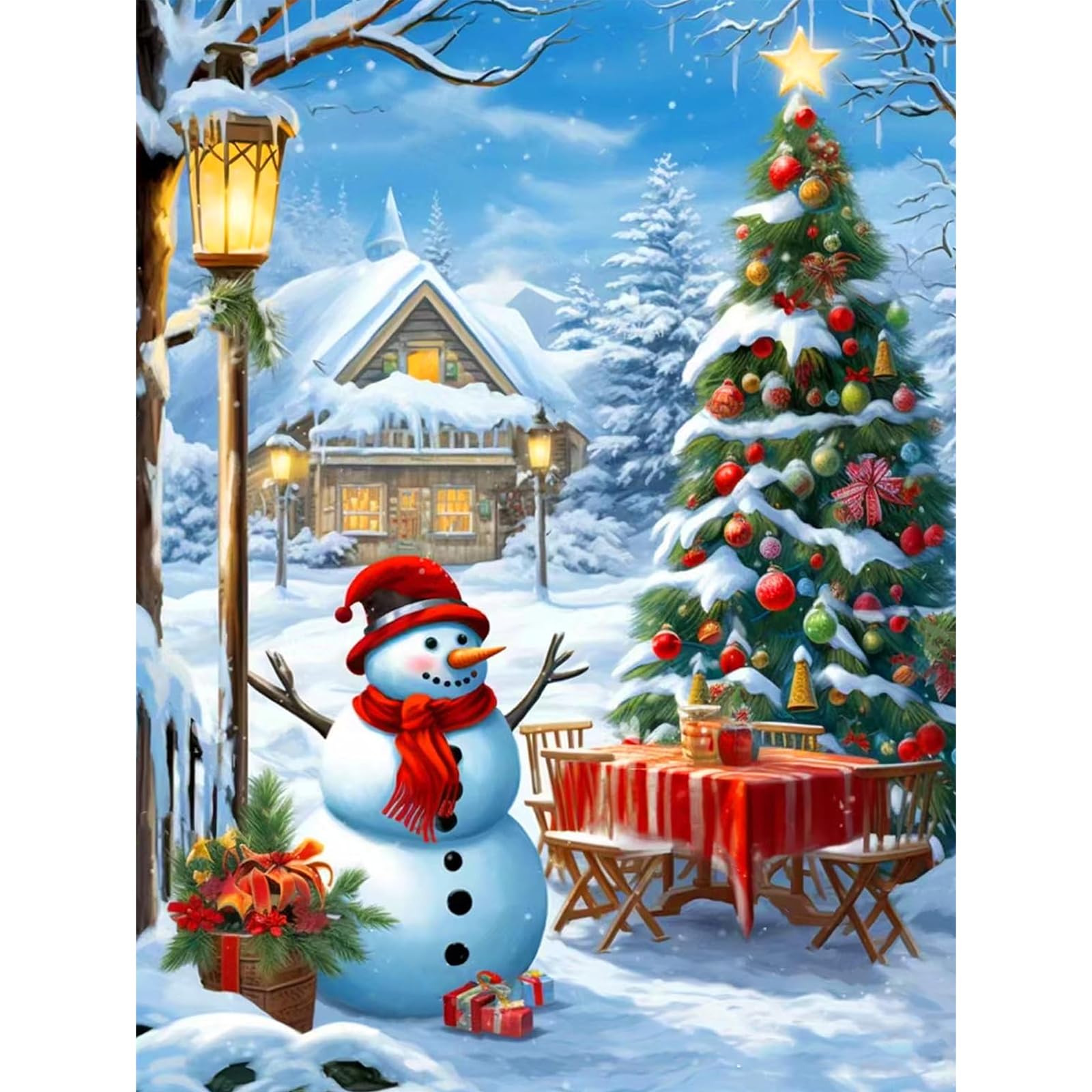 MAXBYE DIY 5D Snowman Diamond Art Painting Kits, Christmas Full Drill Embroidery Kits for Adults, Painting by Numbers Crystal Rhinestone Painting Pictures for Home Wall Decor12x16inch