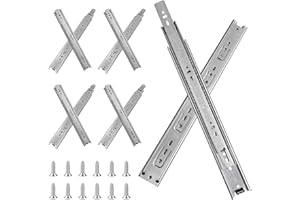 20 inch Drawer Slides 4 Pairs (8pcs) Full Extension Ball Bearing Drawer Slides 3 fold Full Stretch Side Mount Drawer Slide 10