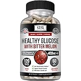 Kaya Naturals Healthy Gluco with Bittermelon Supplement | Support Healthy Levels and Function, 20 Herbs Vitamins and Minerals, Alpha Lipoic Acide, Cinnamon, Vitamin C & E, Non-GMO (120 Count)