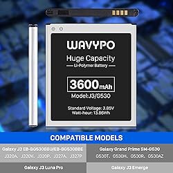 WAVYPO Battery for Galaxy J3,Upgraded 3600mAh