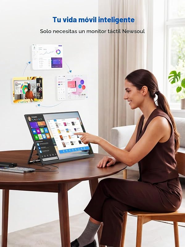 Monitor portátil 4K Touch, Ecrã IPS de 15,6" com USB-C e Agulha