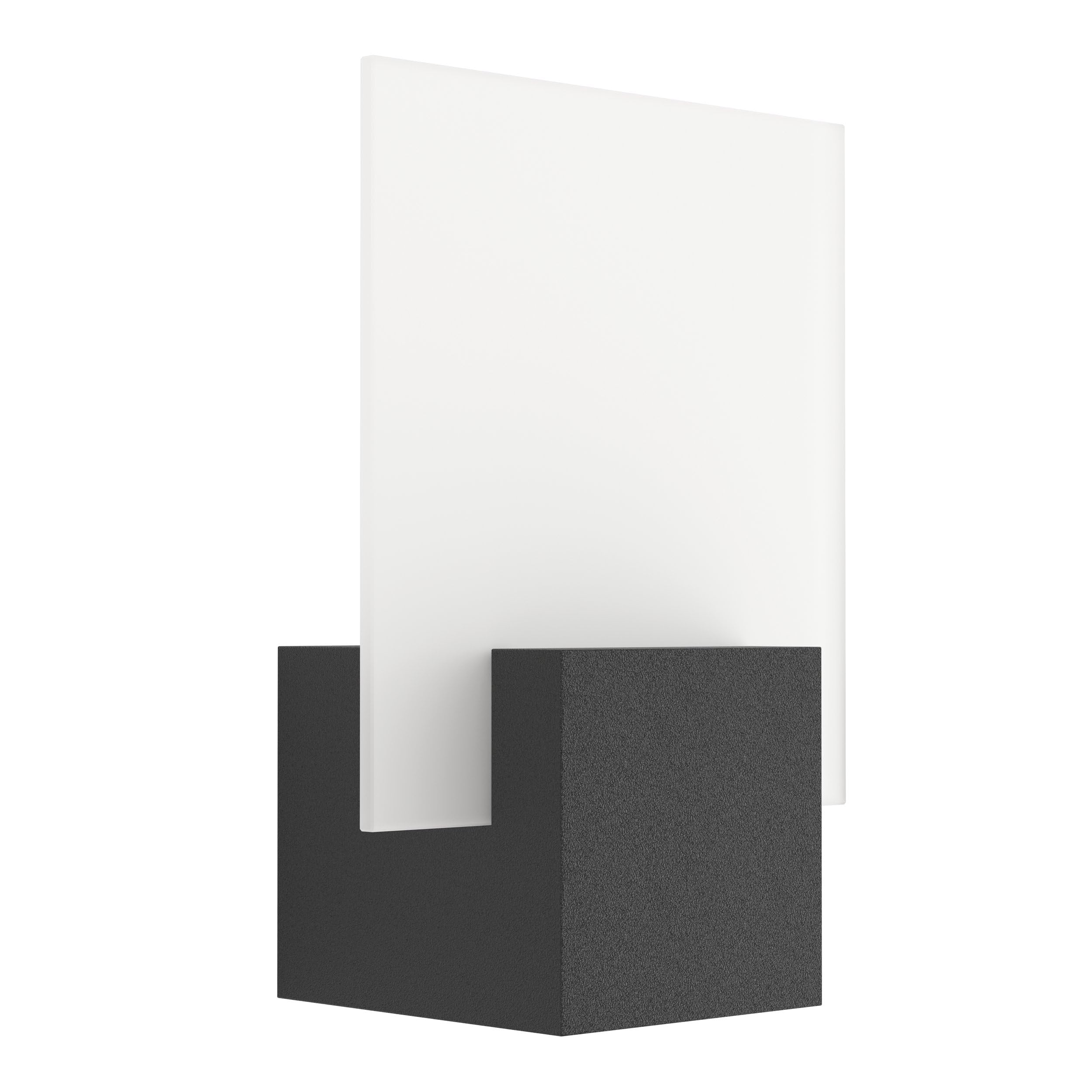 EGLO Adamello LED Outdoor Wall Light 1-Bulb Cast Aluminium Black and Frosted Glass White IP44