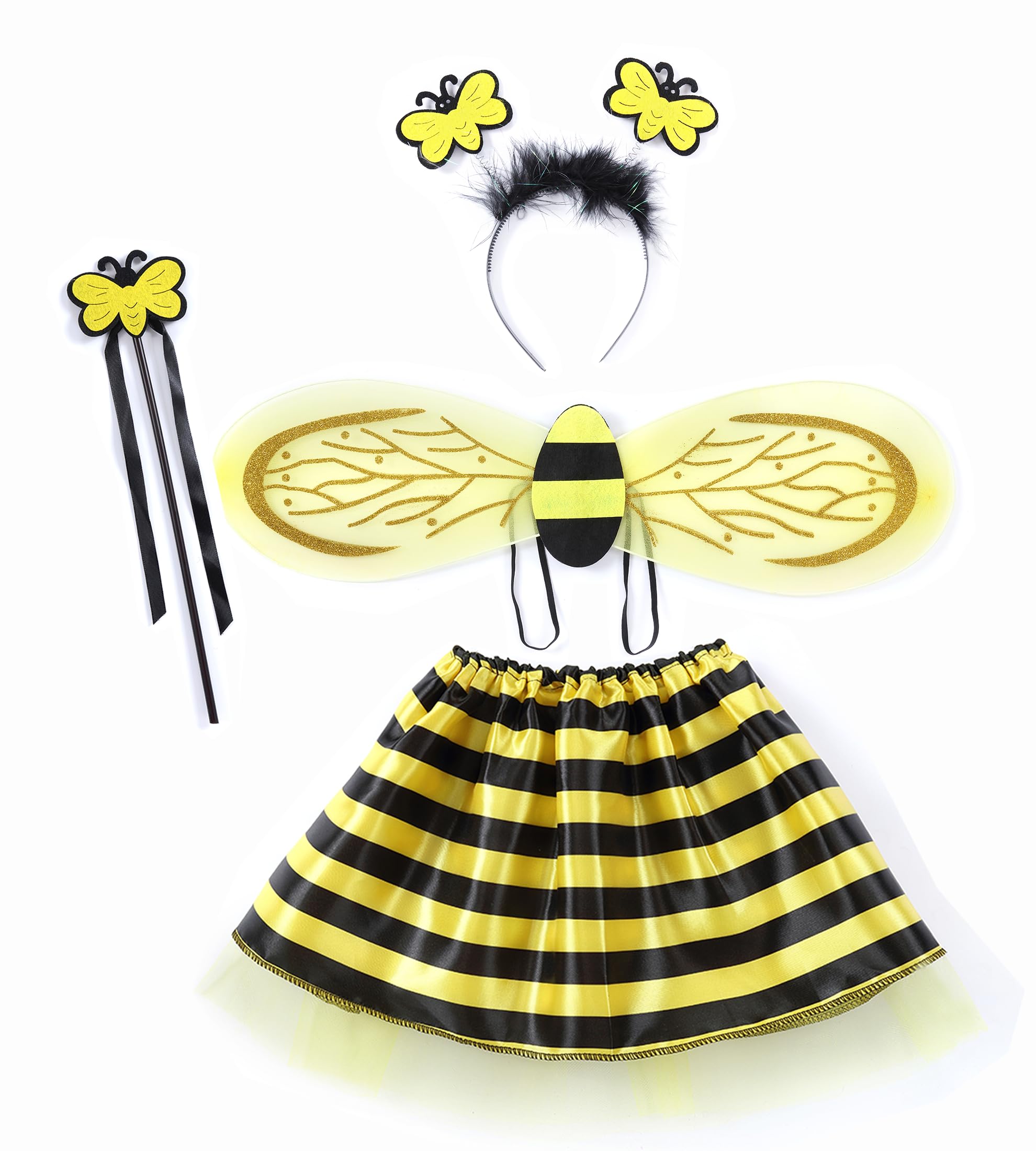 Seawhisper Bumble Bee Costume Kids Toddler Bumblebee Wings Fairy Dressing Up Clothes 3-8