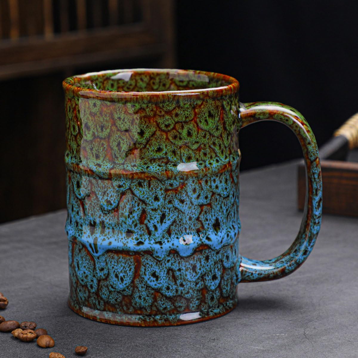 hengshukeji Beer Mugs-Coffee Mug,Large Ceramics Coffee Mugs,600ml/20oz,Extra Large Tea and Coffee Cup for Office and Home，Microwave and Dishwasher Safe (Blue)