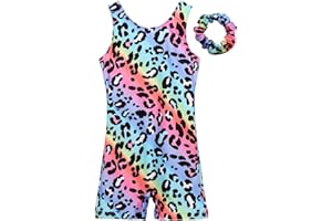 JESKIDS Leotards for Girls Gymnastics with Shorts Dance Biketards Tumbling Matching Hair Scrunchie 3~15 Years