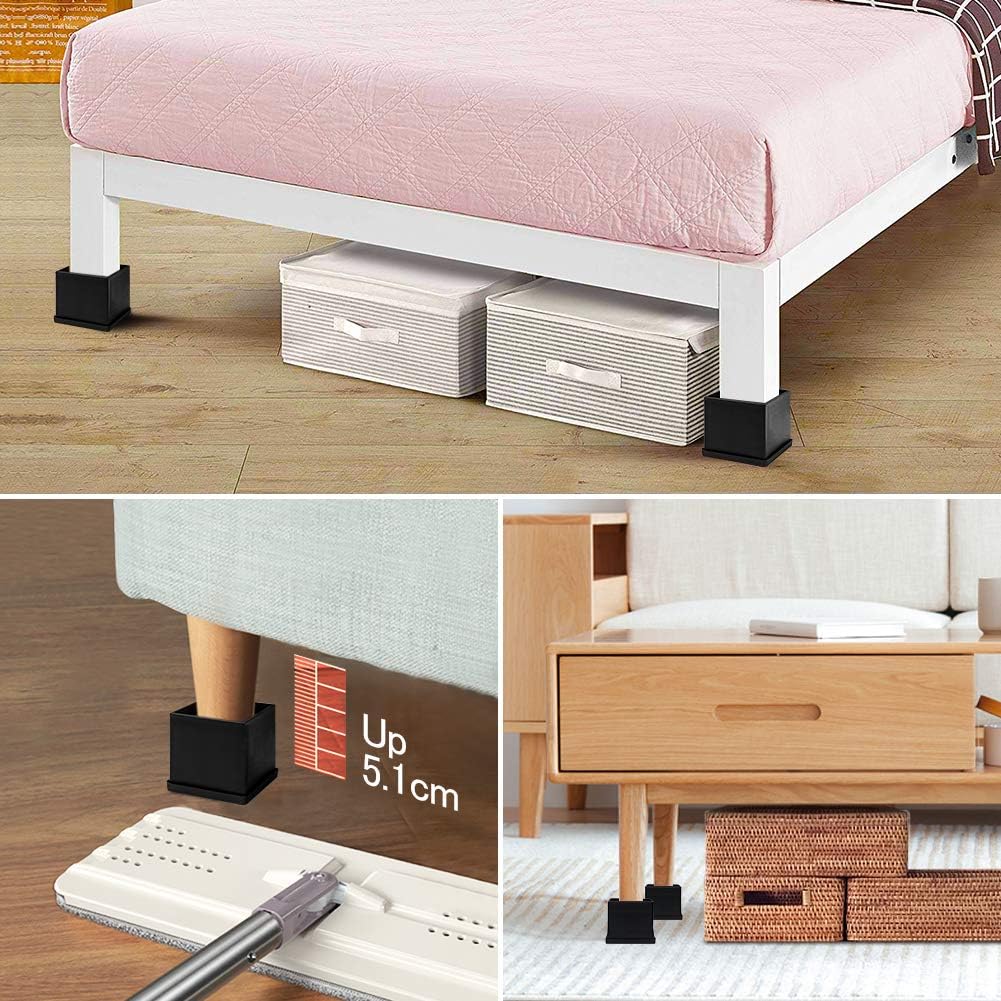 Bed Riser Set Set of 4 Adjustable Bed Riser Heavy Duty Furniture Risers Stackable and ...