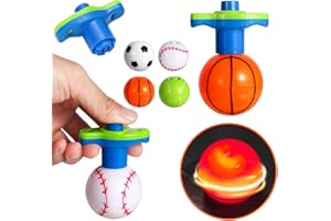 FAQGYX 10Pack LED Light Up Spinner Tops Launcher with Gyroscope Motion Colorful Flashing Toys Novelty Bulk Goodie Bag Fillers Gifts Stuffers for Birthday Party Favors