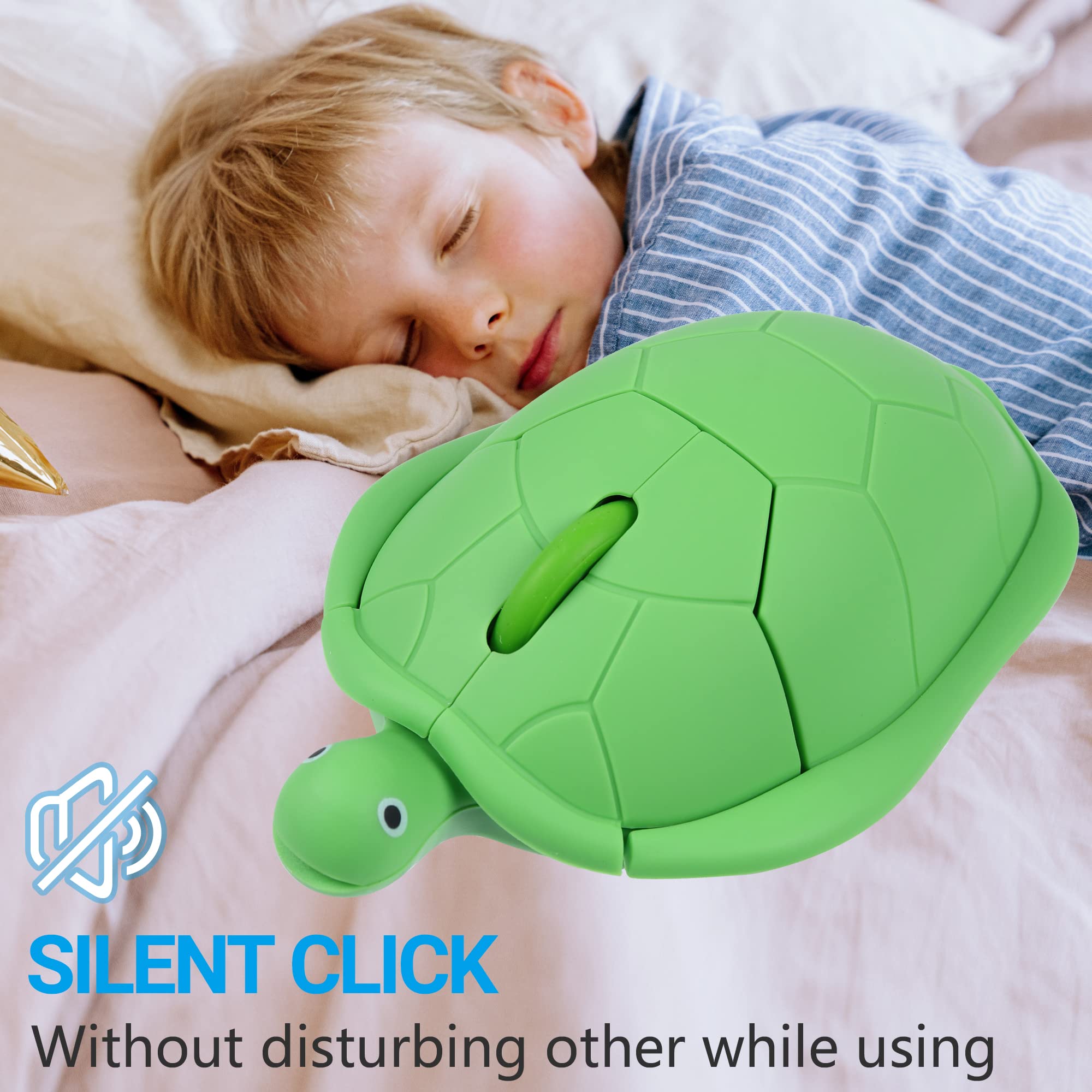elec Space Wireless Turtle-Shaped Mouse, 2.4G Optical Computer Mouse, 3 Buttons, 12 x 7.7 cm (Mint Green)