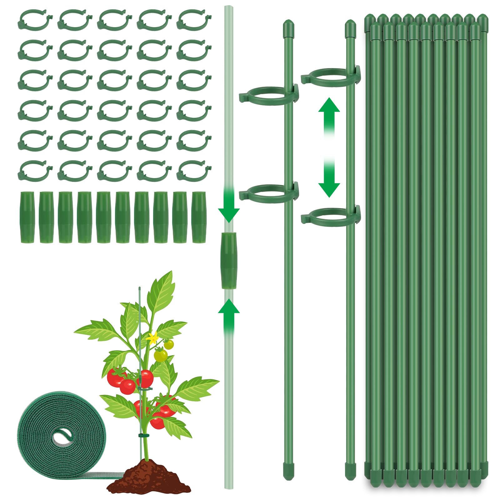Adiwo Adjustable Plant Support, 30cm Indoor Plant Sticks Support, 66pcs Plant Support Stakes, Orchid Support with Plant Clips Suitable for Home Garden Orchids Peonies Climbing Plants Flower Stands