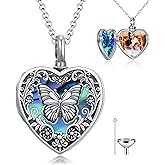 MEIDERBO Personalized Heart Urn Locket Necklace for Ashes and Pictures 925 Sterling Silver Customized Locket Cremation Necklace for Ashes Memorial Keepsake Jewelry for Women