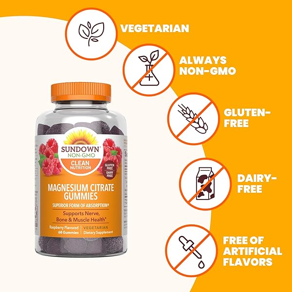 SUNDOWN MAGNESIUM CITRATE GUMMIES, RASPBERRY FLAVORED, 60 COUNT