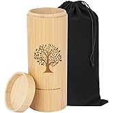 HOOMTREE Medium Urn for Human Ashes Keepsake with Screw On Lid,Bamboo Cremation Urn for Adult Female Male Women,Scattering Tubes for Human Ashes with Tree of Life Pattern,3.5 * 9 Inches,1 Piece