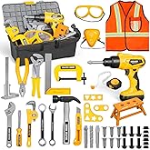 Zealous 48pcs Kids Tool Set with Tool Box & Electronic Toy Drill, Pretend Play Construction Kits for Kids Ages 3-5 Years Old, Toddler Boy Toys