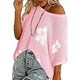 Dokotoo Womens Floral Fashion Summer Tops 2026 Short Sleeve Crochet Sweaters Swimsuit Cover Ups Lightweight Knit Pullover