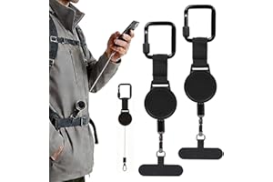 2 Pcs Anti-Theft Cell Phone Lanyard, Phone Strap with Retractable Steel Line, Universal Locking Carabiner Phone Crossbody Str