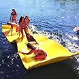 Outroad Floating Water Pad Mat, 3 Layers XPE Foam 9/12/18 Ft Lily Pad for Beach, Ocean, Lake, Roll-Up Floating Island for Water Recreation and Relaxing, Yellow and Blue