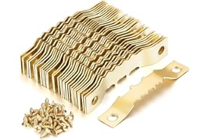 YHYZ Sawtooth Picture Hangers Bulk (Medium), 30pcs Gold Sawtooth Hangers / Hooks with 60pcs Screws, for Picture Frame Painting Photos Artwork Clock Home Decoration (30 Sets, Mediuml)