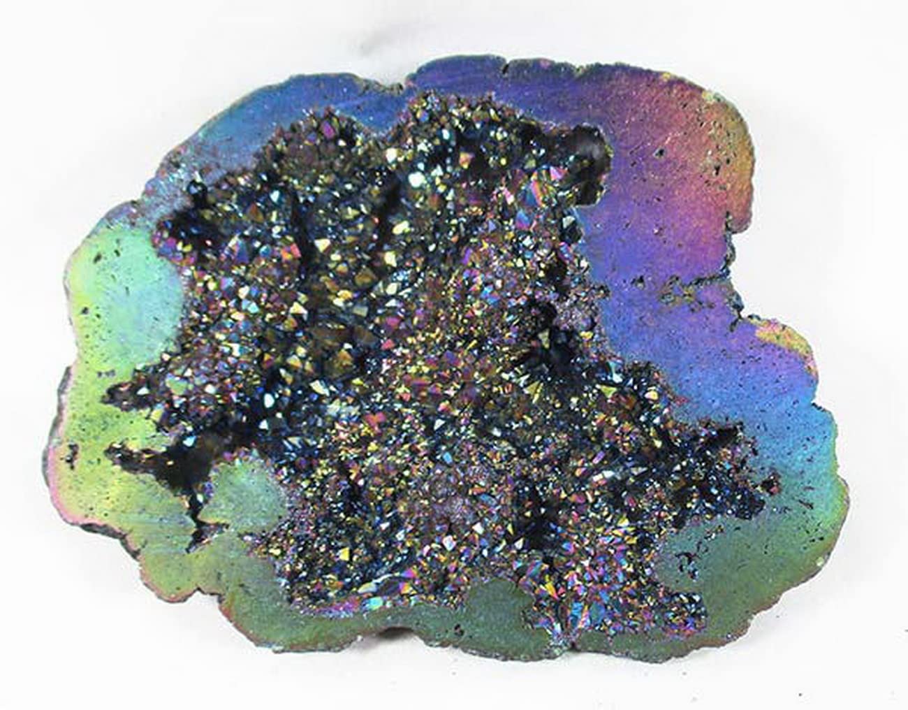 Luxury Rainbow Celestial Aura Quartz Geode Cluster Druzy Crystal Healing Mineral Gift-Boxed Gifts for Friends Women Home Office Decor