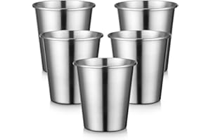 Beasea Stainless Steel Cups 10 oz, 5 Pack 300ml Small Water Tumblers Unbreakable Stackable Reusable Metal Drinking Glasses fo