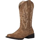 SheSole Square Toe Cowboy Boots for Women Cowgirl Boots Wide Calf Riding Western Boots