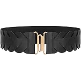 JASGOOD Women's Wide Elastic Belt Vintage Stretchy Belt for Dresses Braided Waist Belt