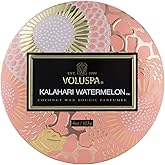 Voluspa Kalahari Watermelon, Mini Tin Candle, 4 oz, 25 Hour Burn Time, Coconut Wax Candle for The Home, Handcrafted in The USA
