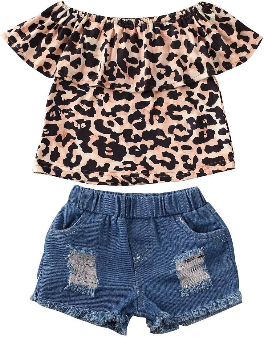 2Pcs/Set Toddler Baby Girls Denim Outfits Sleeveless Tassels Vest Tops+Ripped Jean Shorts Pant Summer Clothes Set