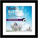 Americanflat 10x10 Picture Frame with Shatter-Resistant Glass - Use as 8x8 Frame with Mat or Display 10x10 Photo Without Mat - Signature Collection - Square Frames for Wall Display - Black