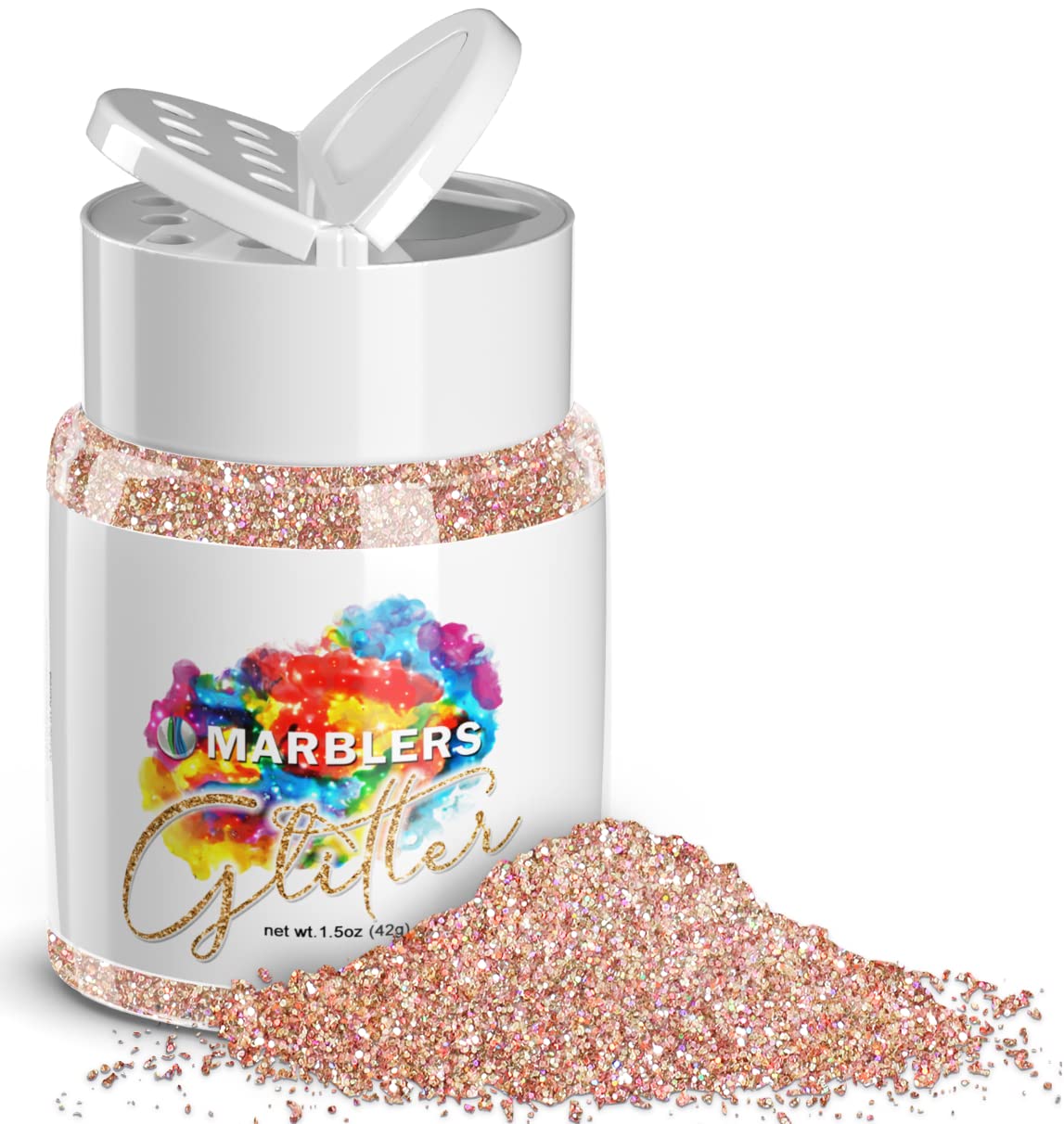 MARBLERS Holographic Glitter [Holo French Pink] 1.5oz (42g) | Fine | Non-Toxic, Vegan, Cruelty-Free | Face, Body, Eyeshadow, Hair, Festival, Party Makeup | Nail Art, Polish | Resin, Tumbler, Candle — image 1