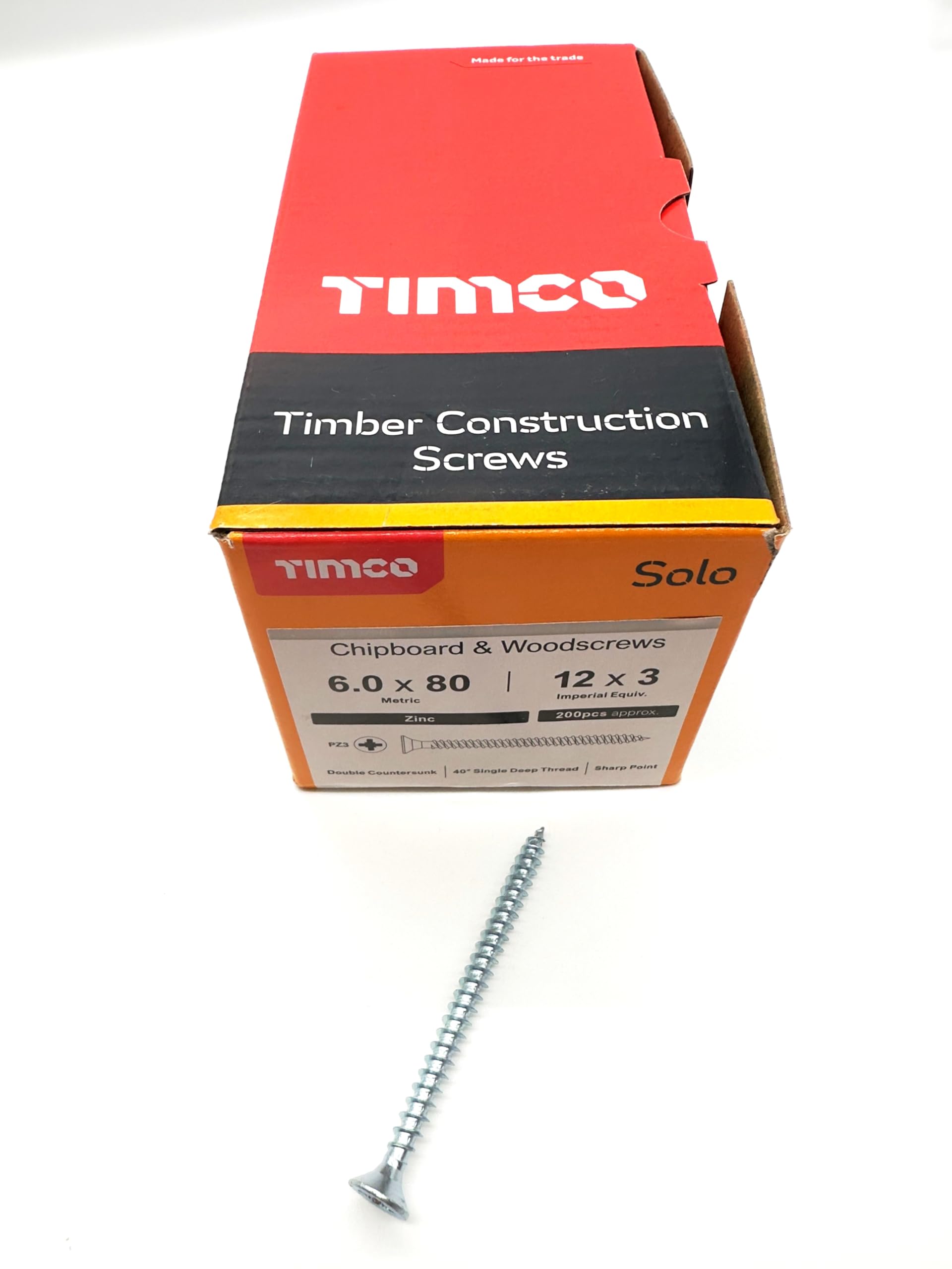 200 Pcs Silver Wood Screws Double Countersunk General Purpose (6mm x 80mm)