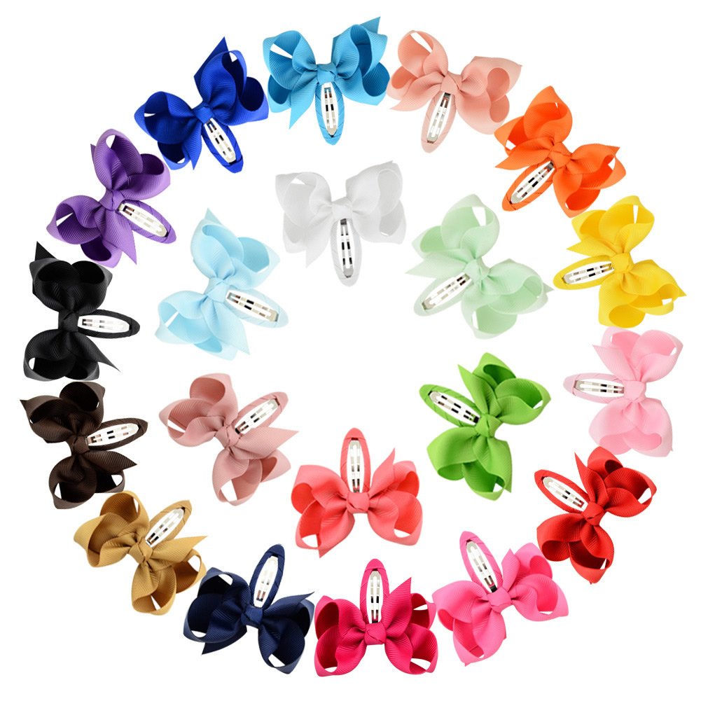 inSowni 20 Pack 2.8" Bow Snap Alligator Hair Clips Barrettes Accessories for Baby Girls Toddlers Kids
