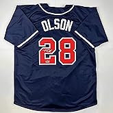 Facsimile Autographed Matt Olson Atlanta Blue Reprint Laser Auto Baseball Jersey Size Men's XL