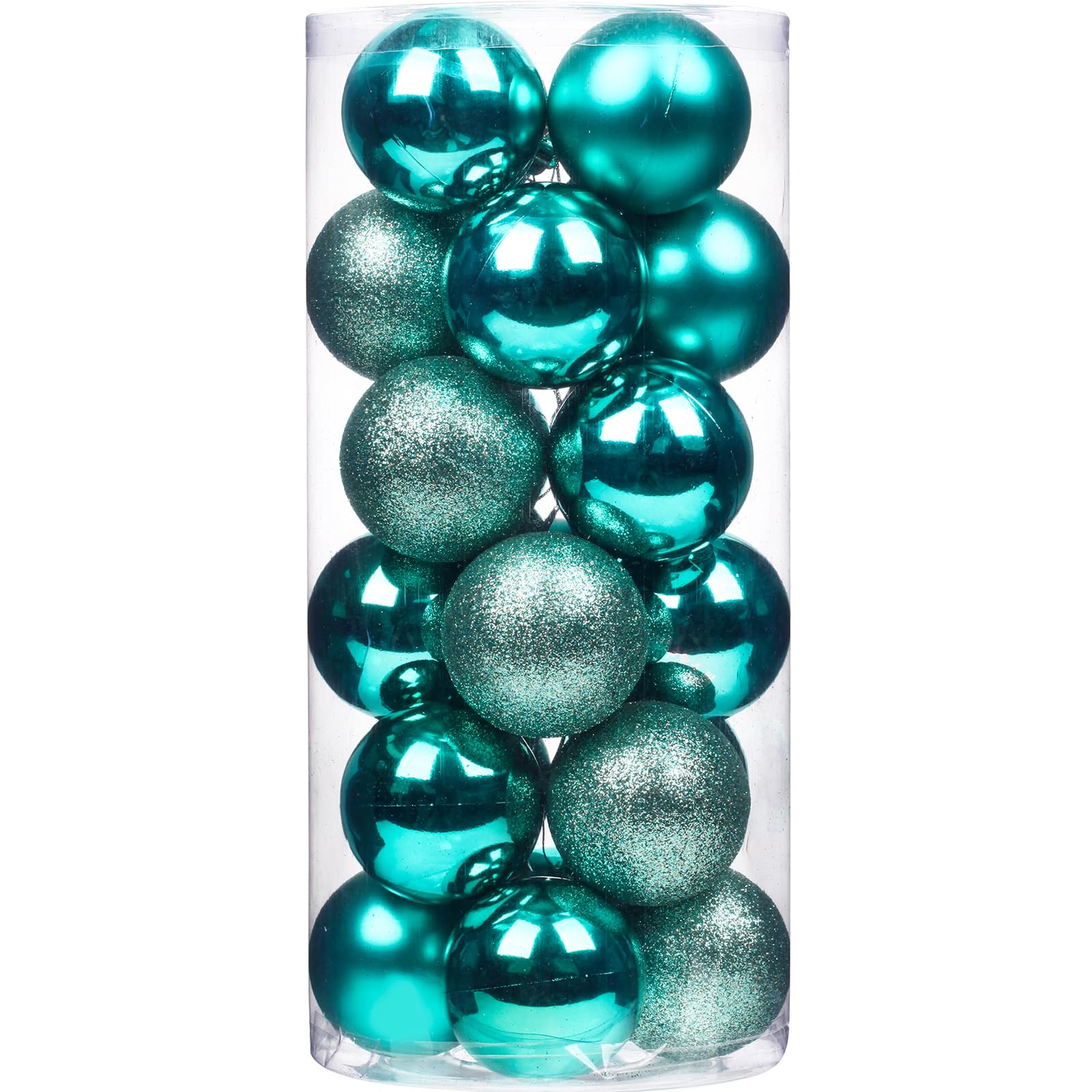 Emopeak 24Pcs Teal Christmas Ornaments for Tree Decor, 1.57 Inch Mini Christmas Balls Ornaments, Shatterproof Xmas Hanging Baubles for Holiday Wedding Party Decoration