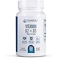 Clinical Effects Vitamin K2 + D3 - K2 + D3 Vitamin Supplement with Bioperine Black Pepper Extract and Calcium for Bone and Heart Health Support - 60 Capsules - Max Absorption - Made in The USA
