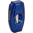 Xikar VX2 Blue V-Cut Cigar Cutter with Stainless Steel Blades & Secure Lock, Clips up to 70 Ring Gauge Cigars | 64 RG Bowl Spring-Loaded Deep V-Cut Cigar Snipper | Cigar Accessories for Aficionados