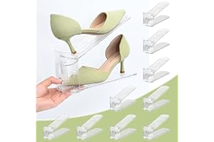 TENTONUP 10-Pack Clear Shoe Slots Organizer for Closet, Adjustable Shoe Stacker & Space Saver, Transparent
