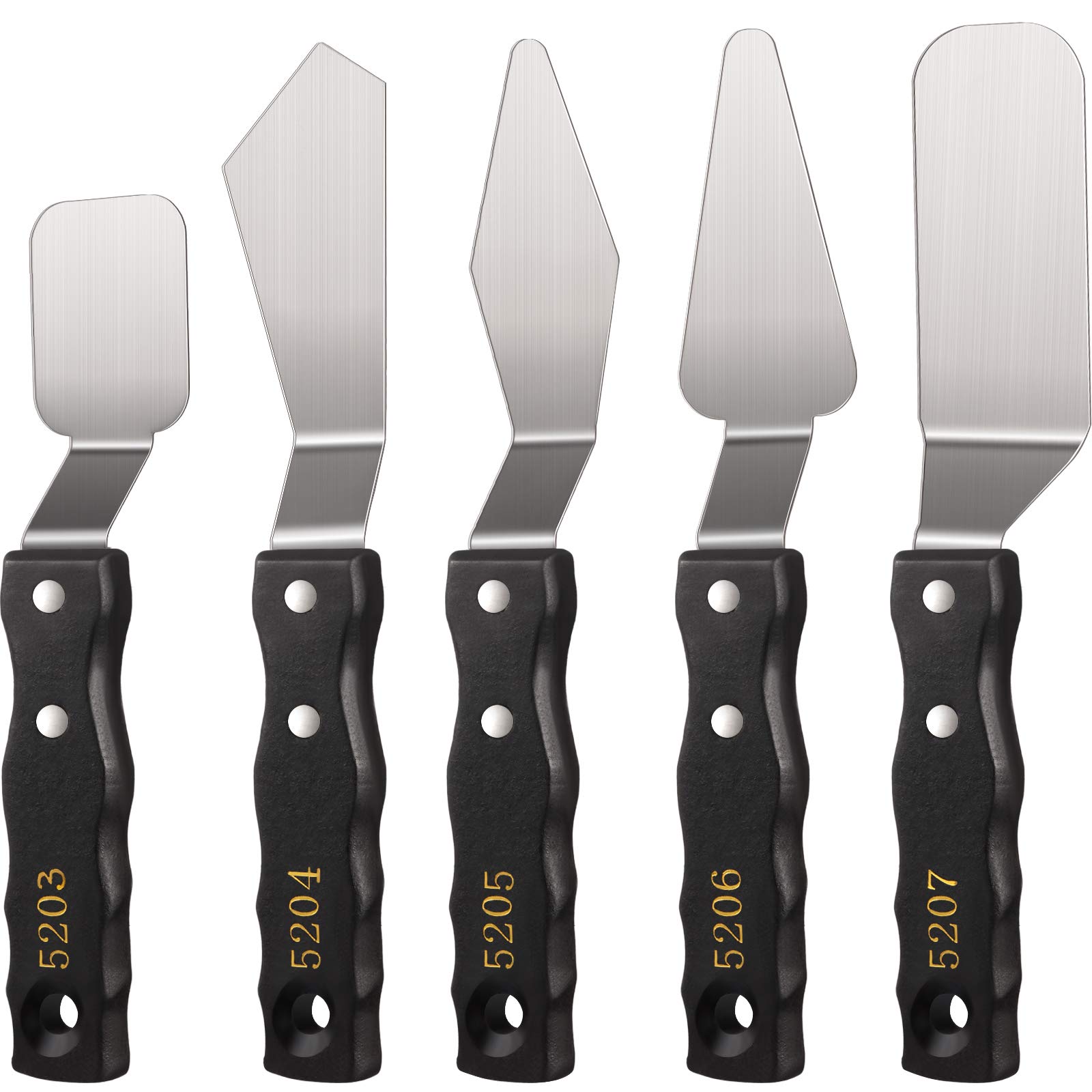 Photo 1 of 5 Pieces Large Painting Knife Set Pallet Knife Set Scraper Stainless Steel Spatula Palette Oil Painting Accessories Tools for Color Mixing Acrylic Mixing Supplies