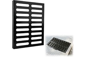 lesolar Cast Iron Drain Grate 19.7”x15.74” Channel Grate C250 Class Sewer Grate Heavy Duty Outdoor Drain Cover Black Square Drainage Grate