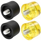 HilBeliFU 4Pcs Rubber Hammer Replacement Heads, M10 x 1 Hammer Head Replacement Tip Set, Diameter 25mm Striking Hammer Replacement Tips, Yellow and Black