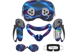 RECHALE Silicone Cover Set Compatible with Oculus/Meta Quest 3S, VR Accessories for Meta Quest 3S, Protective Cover Set Includes Controller Grip Cover, Face Cover, VR Shell Cover (Aurora Blue)