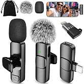 SmaFun Mini Microphone for iPhone Android - Wireless Lavalier Microphone USB-C Lightning, Noise Cancelling Clip On Mic, 65ft Range, 12H Battery for Video Recording TikTok YouTube Content Creators