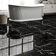 20-Pack Peel and Stick Floor Tiles Vinyl Floor 12 x 12 inch Self Adhesive Waterproof Flooring Planks DIY for Bathroom, Kitchen, Living Room, RV, Cover 20 Sq. Ft, Polish Black Marble