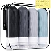 FEEJOY Travel Bottles for Toiletries, Travel Size Toiletries, TSA Approved 3oz Size Toiletry Containers, Leakproof & Refillable Silicone Bottles for Shampoo Conditioner (Grey)