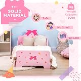ZONEKIZ Pink Kids Toddler Bed with Safety Rails 143 x 74 x 59cm view 6