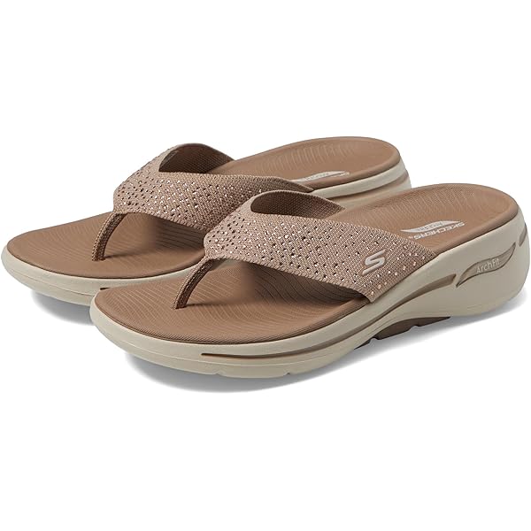 Amazon.com | Skechers Women's Flip Flop, Taupe, 6 | Sport Sandals