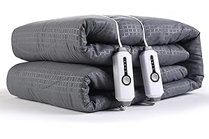 SUNNY HEAT Electric Mattress Pad Queen Size 60''×80'', 4 Heating Levels & 10 Hour Auto Shut Off, Elastic Deep Pocket, Warm and Soft Comfort Fabric, Machine Washable, Grey