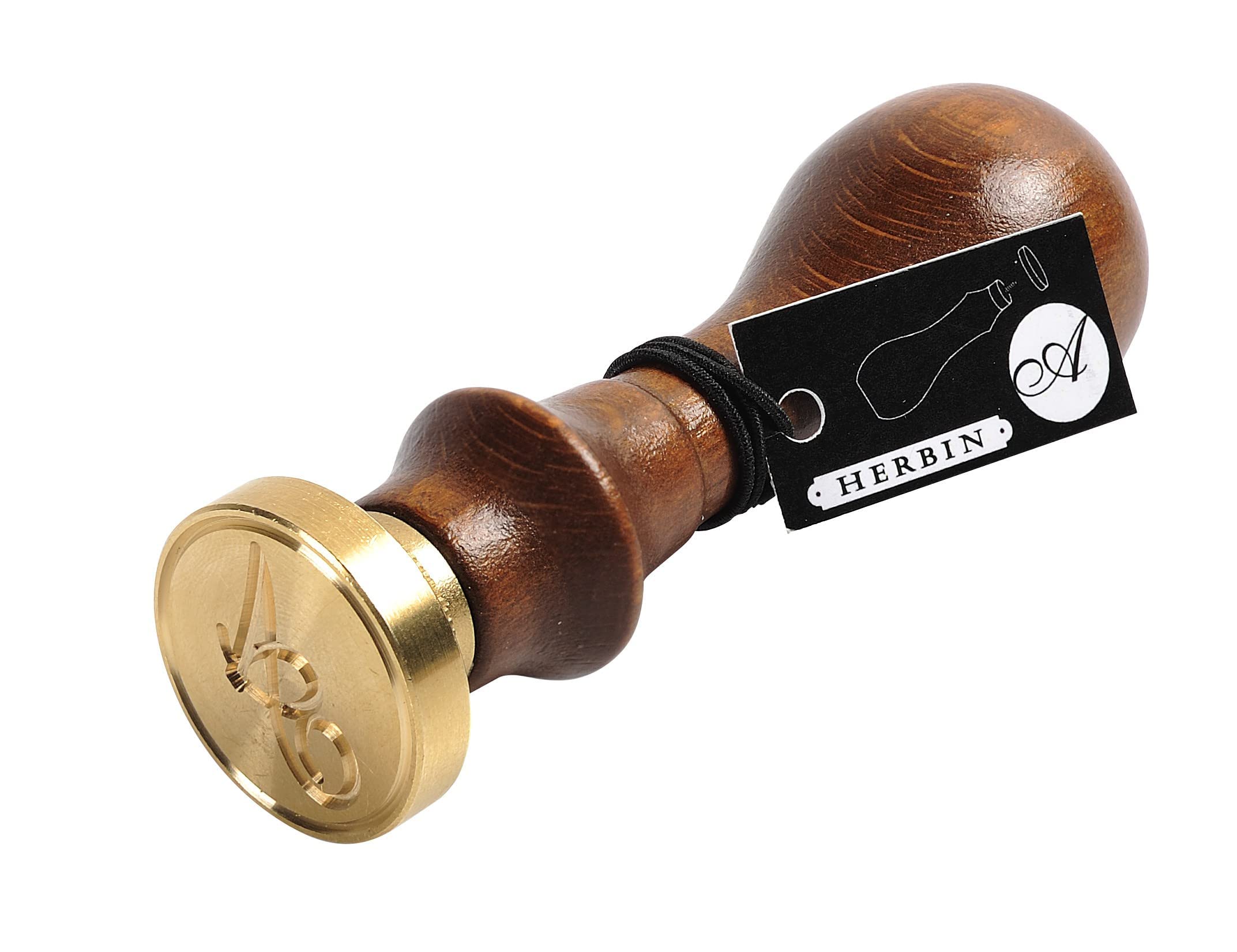 Jacques Herbin 40117T - A Round Seal with Varnished Wooden Handle - Copperplate - The Letter Q - Manufactured in France - Creative Art Tool - Wax Stamp