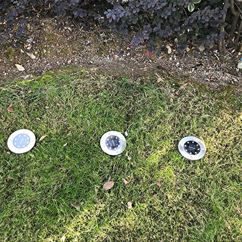 Wotryit LED Solar Power Buried Light In-Ground Lamp Outdoor Path Light Spot Lamp Yard Garden Lawn Landscape Decking Waterproof (4 Pack 8LED, Cool White)