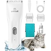 oneisall Cat Clippers for Matted Hair, Quiet Cat Grooming kit, Cordless Pet Shaver for Long Hair, Waterproof Pet Hair Trimmer Clippers(White)